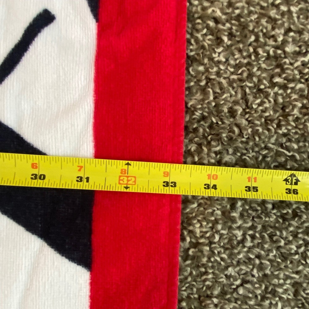 Y2K Tommy Hilfiger Beach Towel White Red Navy Blue Logo Print 100% Cotton - Picture 5 of 6